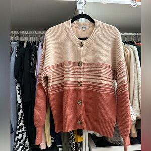Madewell Striped Button-Up Sweater - Cream and Pink
